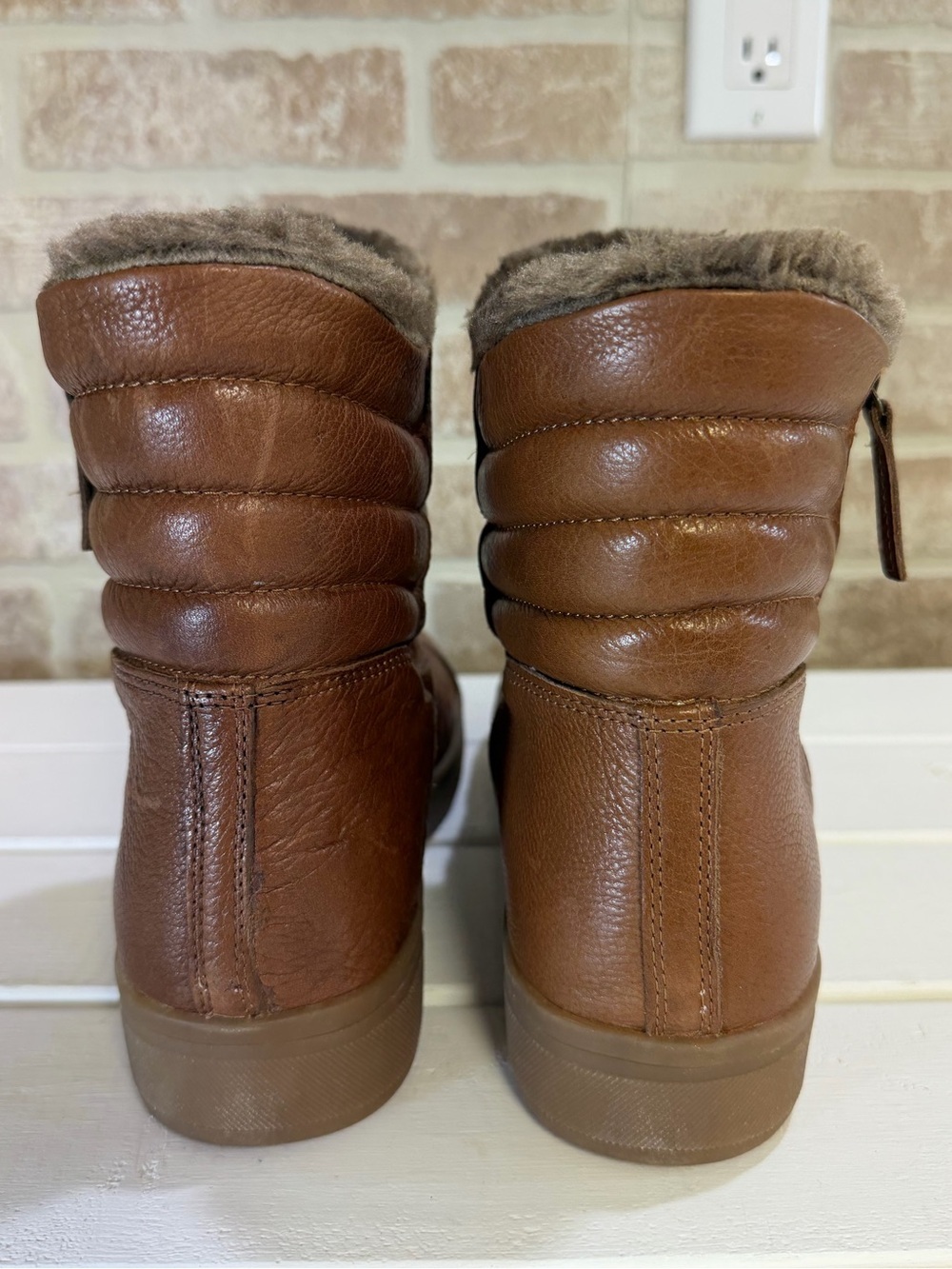 ALDO Brown Leather Faux Fur Lined Ankle Boots Zip Size 10 EU 41 - Picture 8 of 12